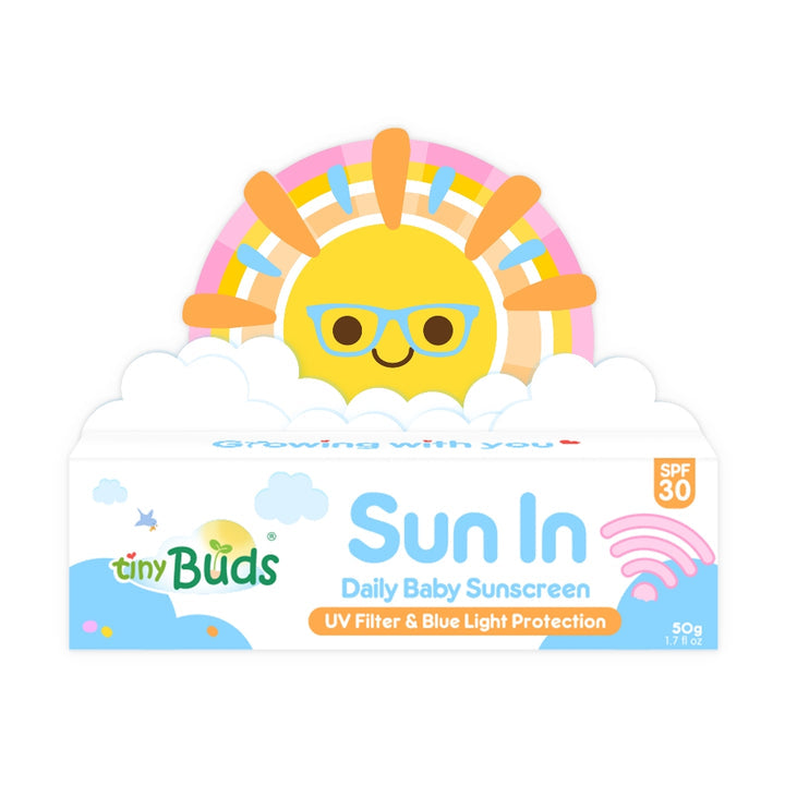 Tiny Buds Sun In Daily Baby Sunscreen 50g - UV Blue Light Protection Indoor Outdoor Sunscreen SPF 30 - Extra Value Mart