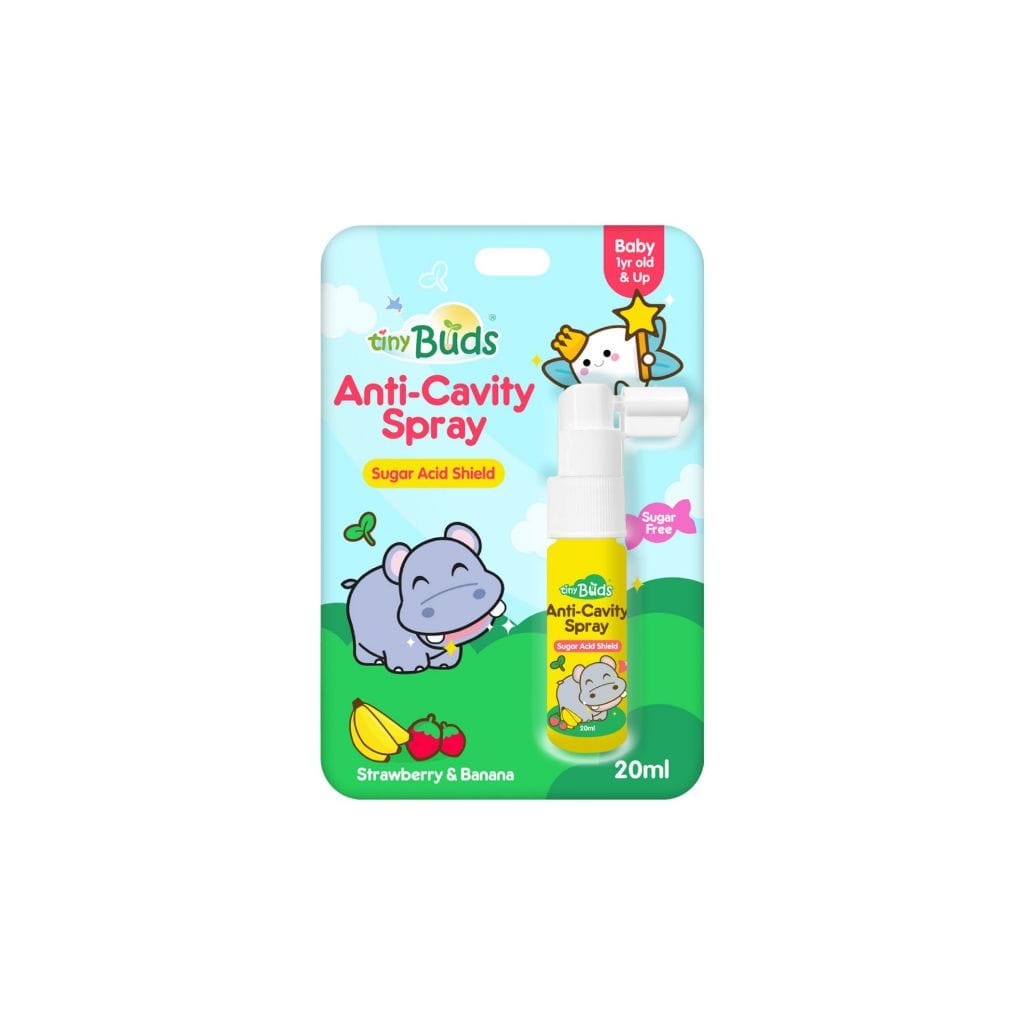 Tiny Buds Baby Anti-Cavity Spray Strawberry Banana 20ml – Sugar and Alcohol Free Oral Care for Babies