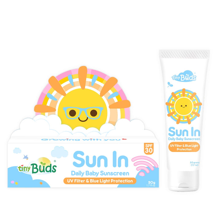 Tiny Buds Sun In Daily Baby Sunscreen 50g - UV Blue Light Protection Indoor Outdoor Sunscreen SPF 30 - Extra Value Mart