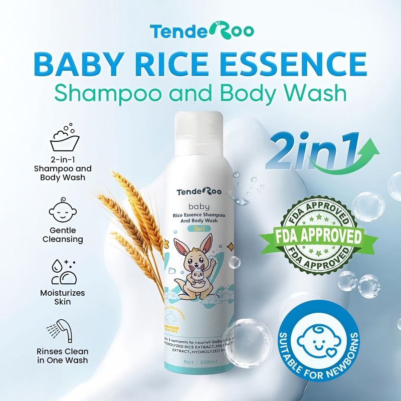 TendeRoo Baby Rice Essence 2-in-1 Shampoo and Body Wash 200ml - front of bottle