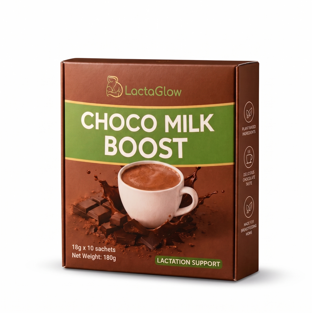 LactaGlow Choco Milk Boost – Herbal Chocolate Lactation Drink (10 Sachets)