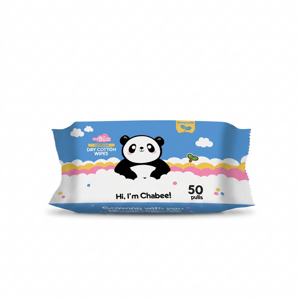 Tiny Buds Newborn Dry Cotton Wipes 50 Pulls
