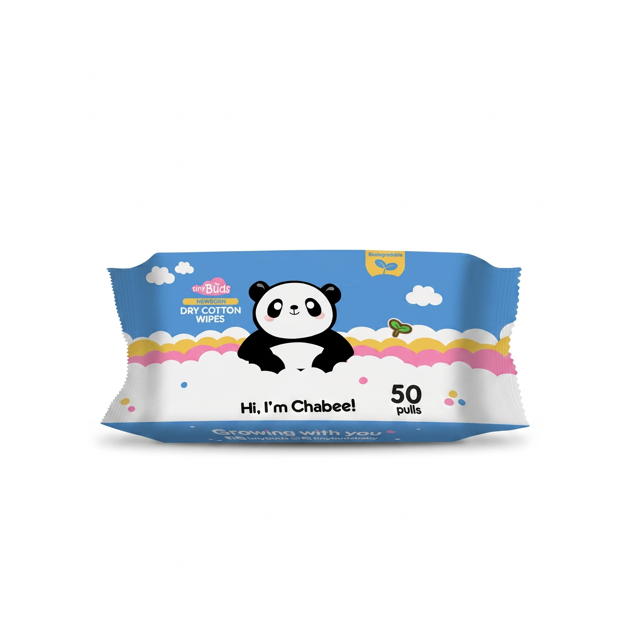 Tiny Buds Newborn Dry Cotton Wipes 50 Pulls