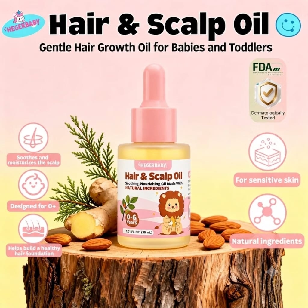 HegerBaby PH Hair & Scalp Oil 30ml – Nourishing Baby Scalp Treatment for Healthy Hair Growth