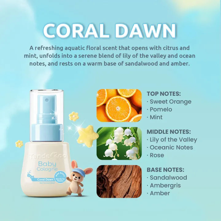 Tenderoo Baby Cologne Alcohol-Free Coral Dawn Scent 50ml